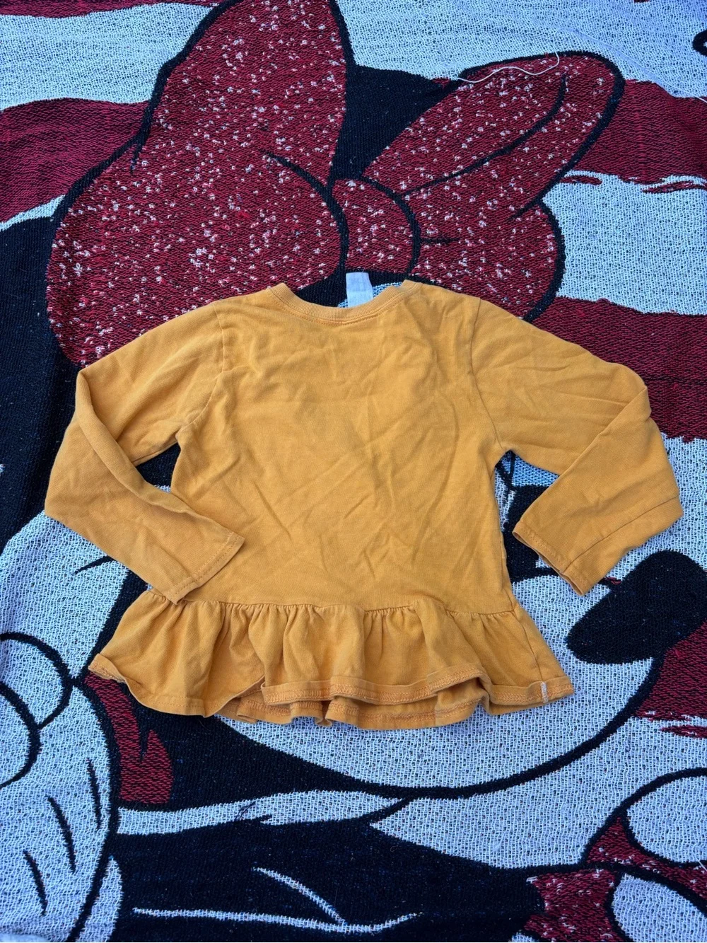VINTAGE CARTERS YELLOW EMBROIDERED MOUSE RUFFLE SHIRT GIRLS SIZE 2T